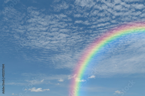 Blue sky cloud with rainbow © pongmoji