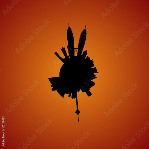 Photography Kuala Lumpur circular skyline sunset illustration