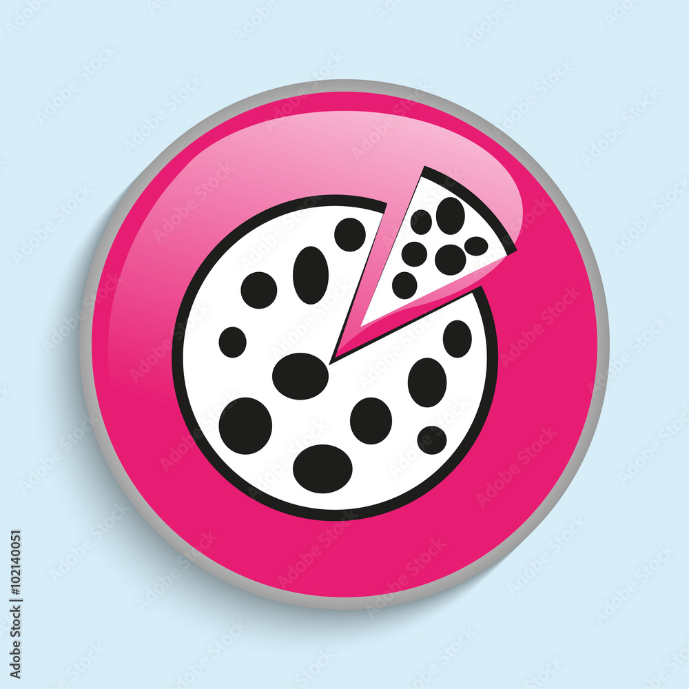 Fresh pizza with a piece cut off. Vector icon. Fresh pizza with a piece cut off. Vector icon.
