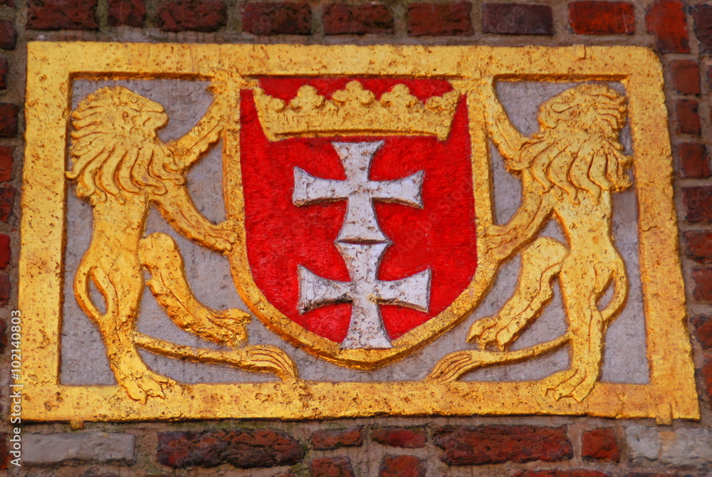Fototapeta premium Danzig - Danziger Löwenwappen am Frauentor
