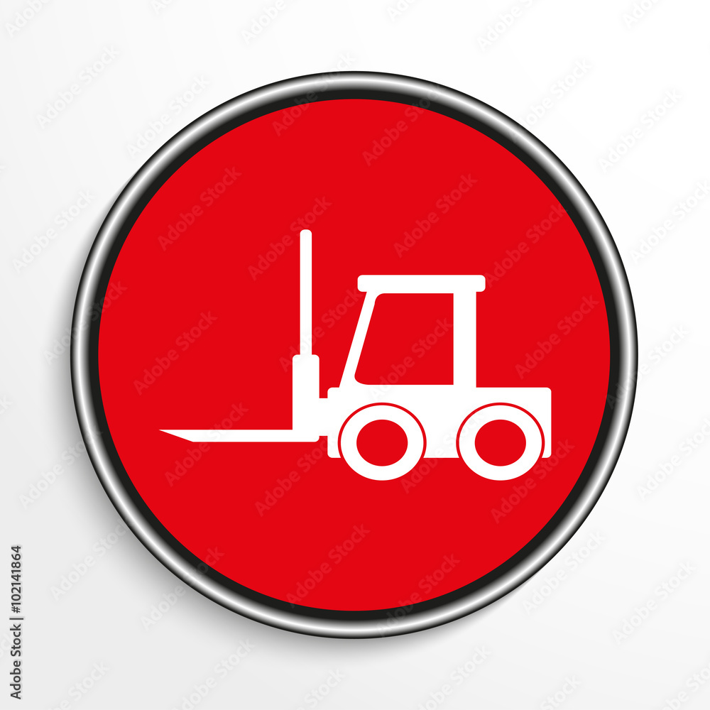 The loader. White vector icon on a red background. The loader. White vector icon on a red background.