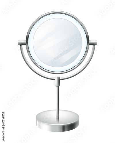 Realistic blank round make up mirror.