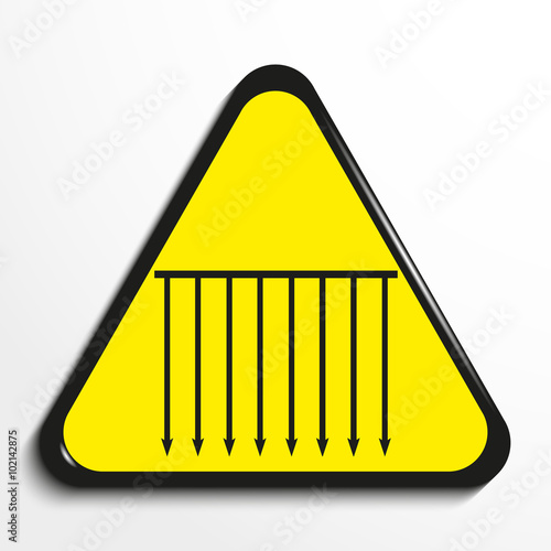 Triangle with a symbol "spears from the ceiling". Vector illustration.
