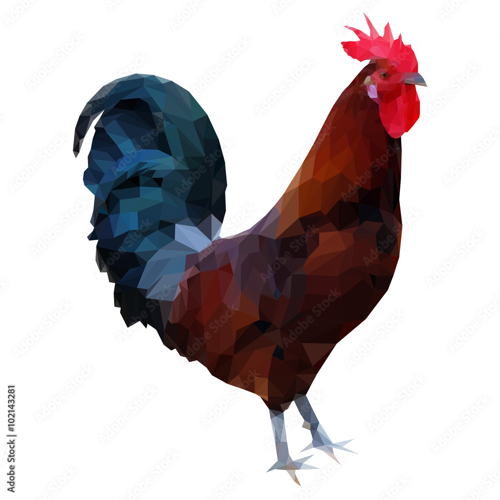 Naklejka Polygonal illustration of rooster
