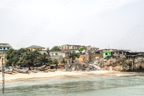 Fototapeta Naklejka Na Ścianę i Meble -  The coast line of Jamestown, Accra, Ghana.
