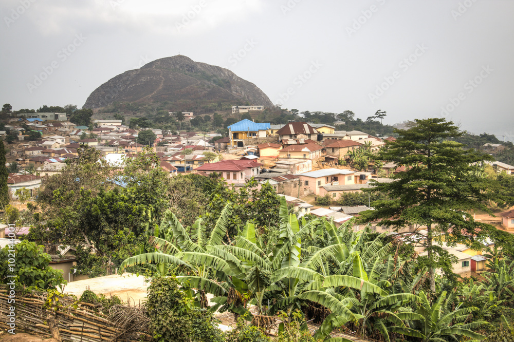 View over the town of Amedzofe, Volta Region, Ghana.