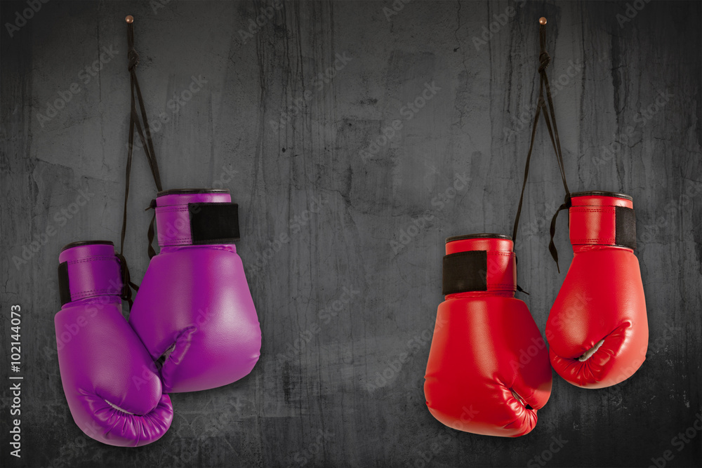 Pair of purple boxing gloves