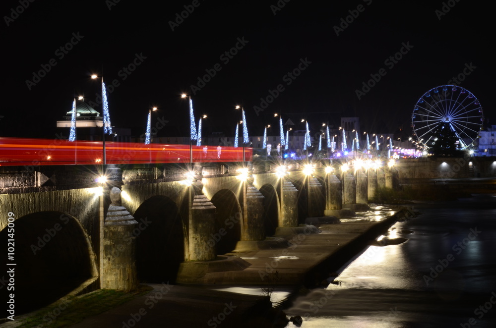 Pont Wilson à tours la nuit
