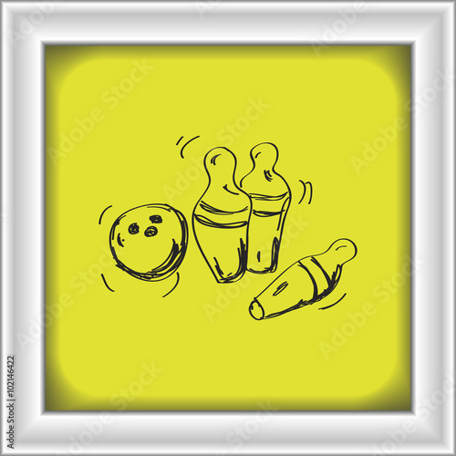 Simple doodle of a bowling ball and skittles