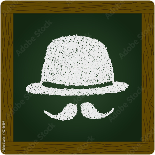 Simple doodle of a bowler hat and moustache