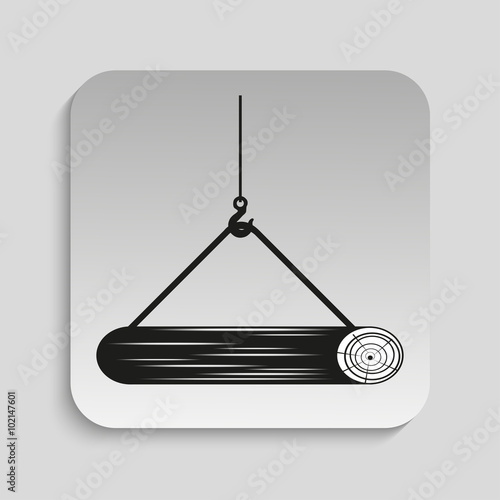 Loading felled trees. Vector icon.