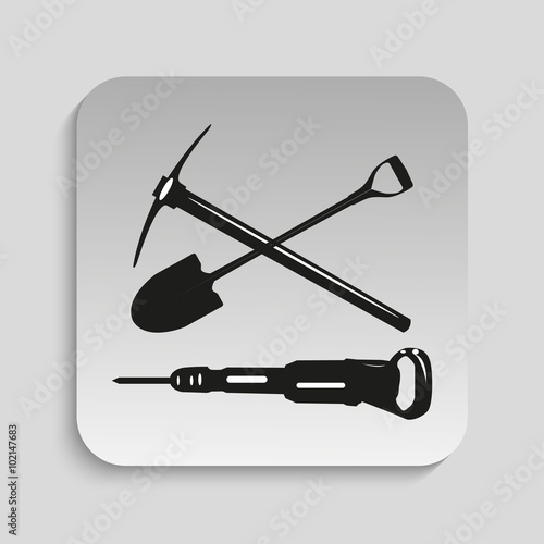Symbol. Repair work on the road. Vector icon.