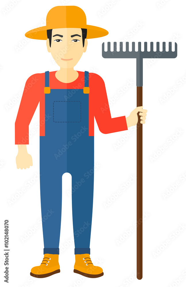 Farmer with rake. Farmer with rake.