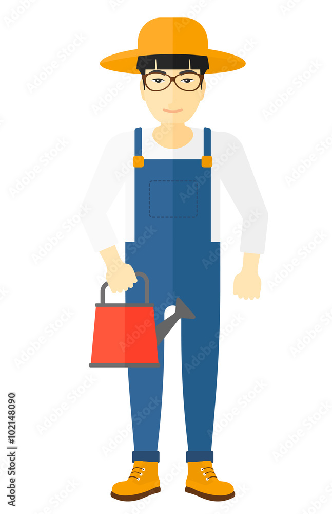 Farmer with watering can. Farmer with watering can.