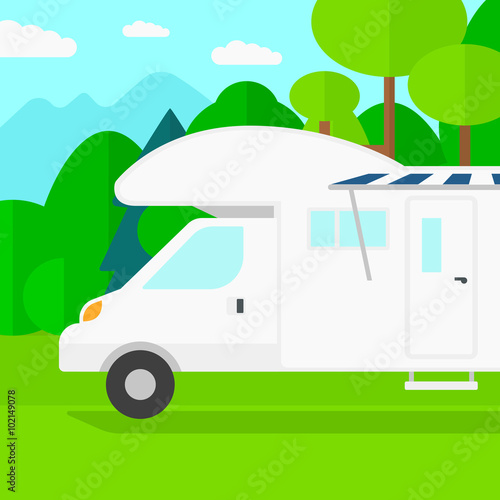 Background of motorhome in the forest. © Visual Generation