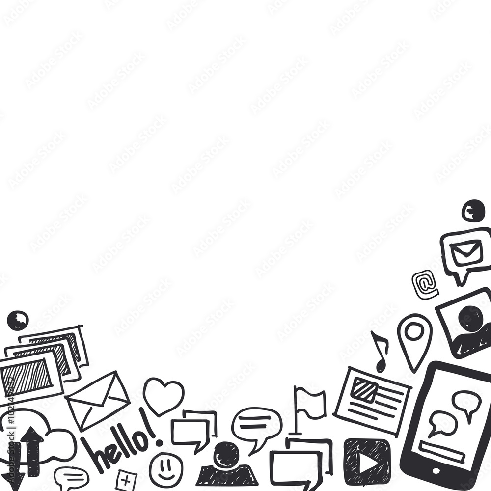 Social Media Doodles Background with Space for Text Social Media Doodles Background with Space for Text