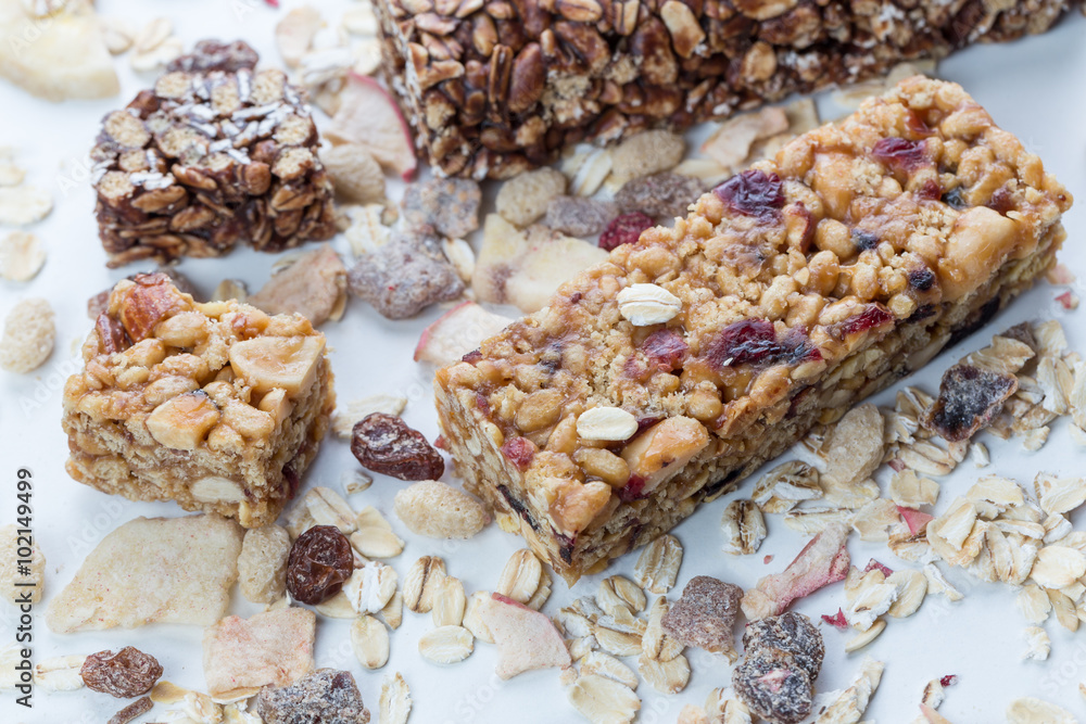 Fototapeta premium a variety of muesli bars