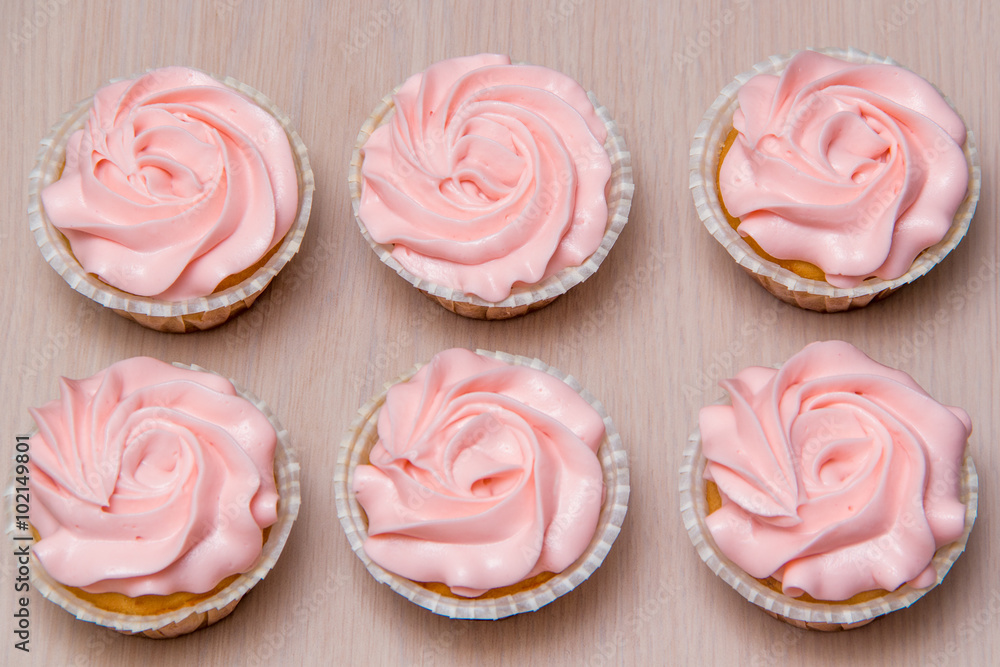 Cupcakes with pink cream Cupcakes with pink cream