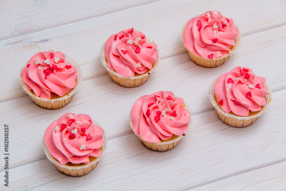 Cupcakes with pink cream Cupcakes with pink cream