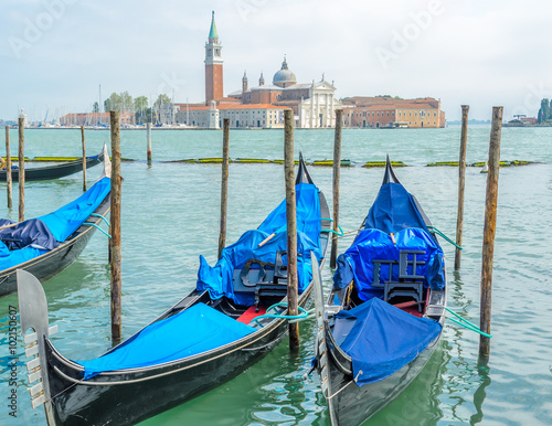 Gondolas in Venice  Italy.