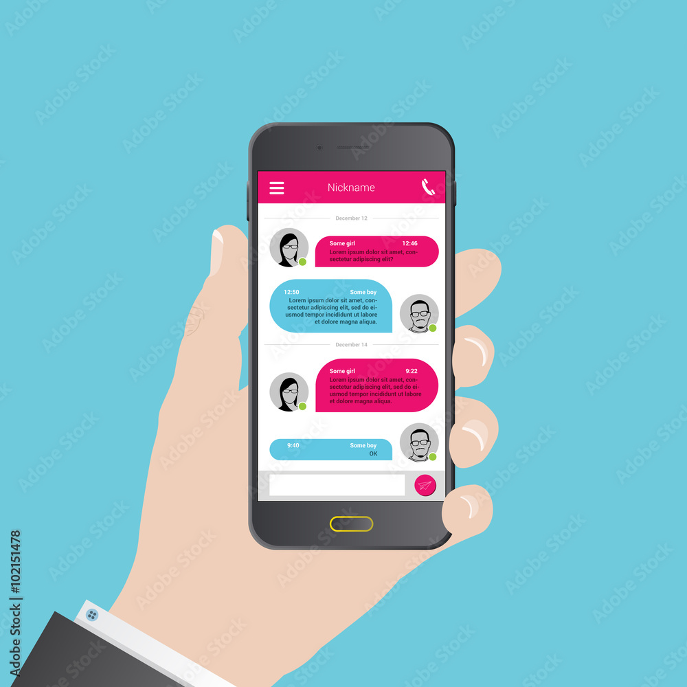 Sms messenger. Speech bubbles. Phone chat interface. Vector Sms messenger. Speech bubbles. Phone chat interface. Vector