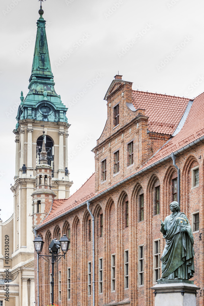 Nicolaus Copernicus monument in front of city hall of Torun, Ryn