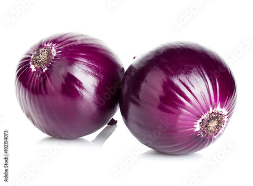 Red whole onion isolated on a white background.
