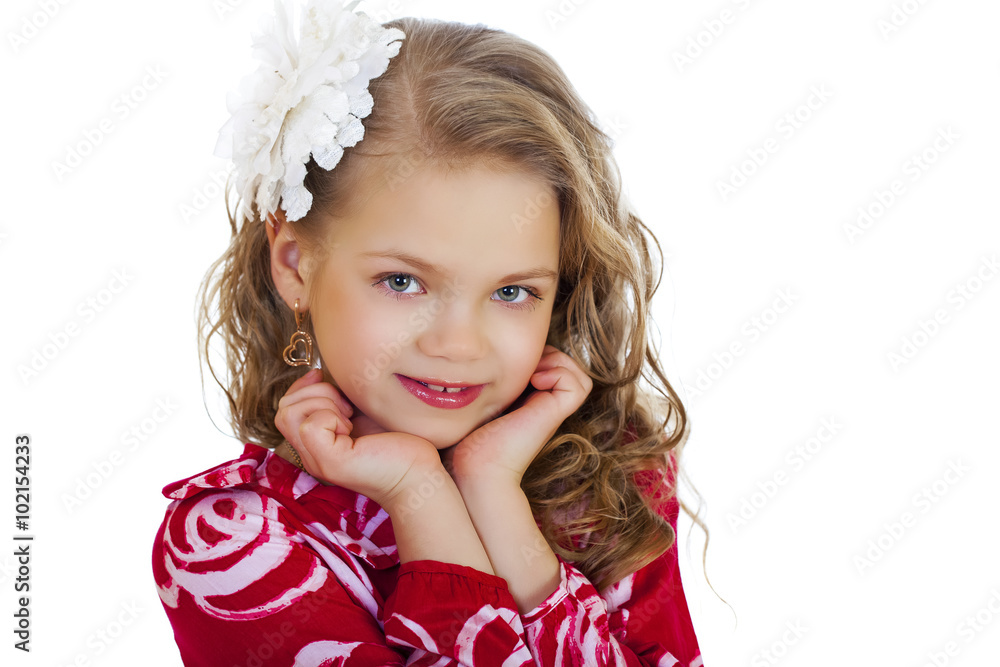 Portrait of a charming little girl looking at camera Portrait of a charming little girl looking at camera