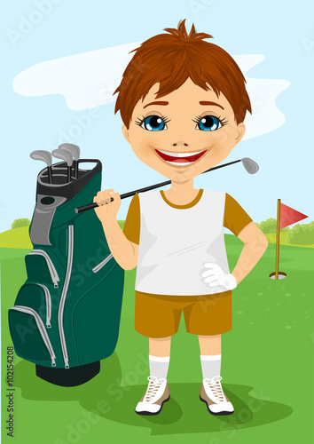 Young little boy with a golf club 