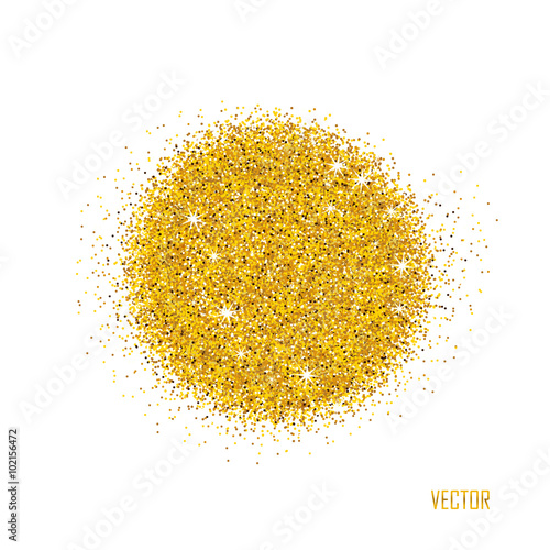 Gold sparkles on white background. © Deno