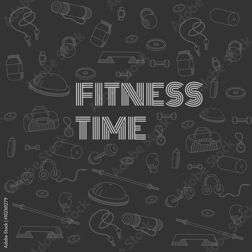 Fitness time, linear icons