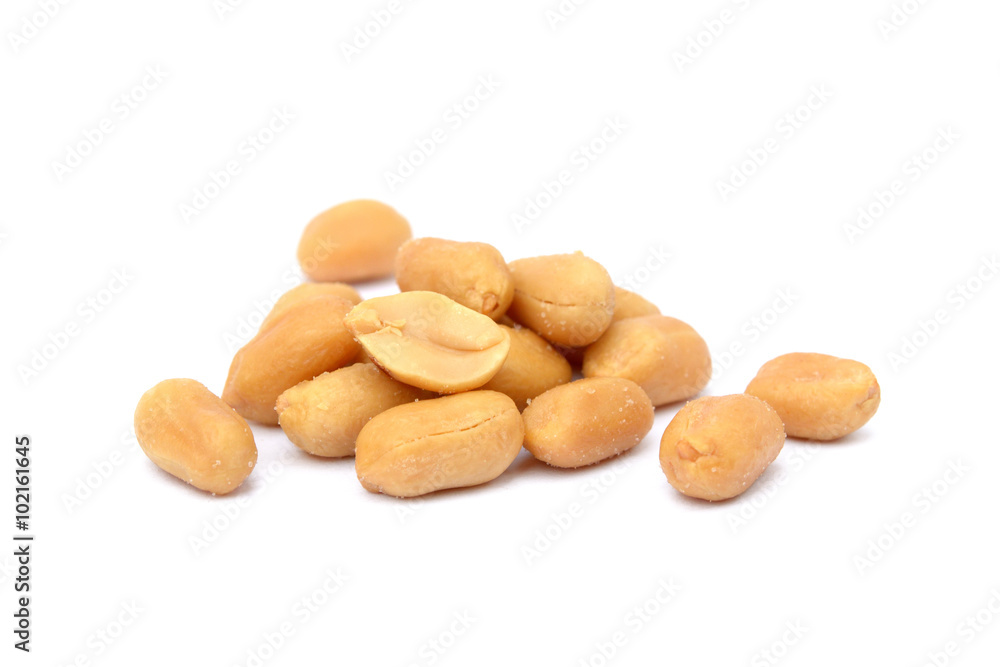 Roasted salted peanuts isolated on a white background Roasted salted peanuts isolated on a white background
