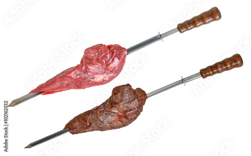 Churrasco picanha brazilian barbecue isolated on white