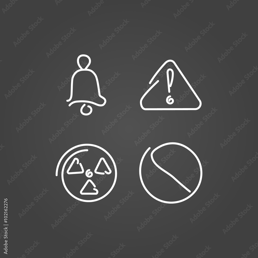 Danger and alarm set icons draw effect Danger and alarm set icons draw effect