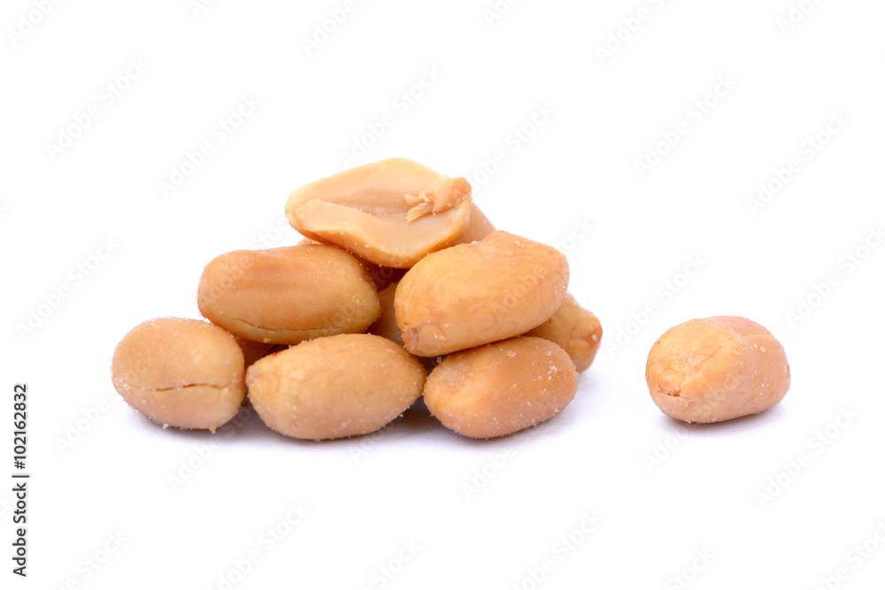 Roasted salted peanuts isolated on a white background Roasted salted peanuts isolated on a white background