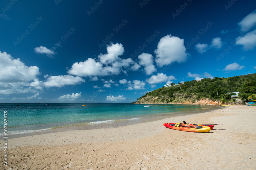 Kayaks in Crocus Bay, Anguilla Island