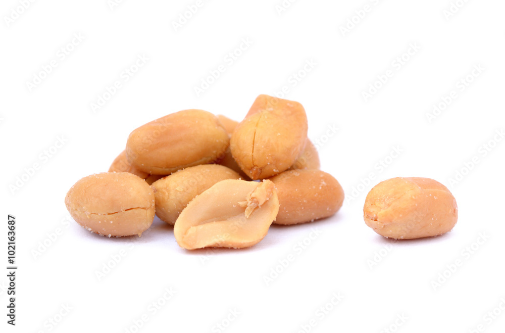 Roasted salted peanuts isolated on a white background Roasted salted peanuts isolated on a white background