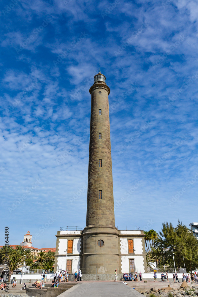 Lighthouse in Maspalomas (Faro de Maspalomas) on Grand Canary (Gran Canaria), the biggest lighthouse in the Canary Islands, Spain