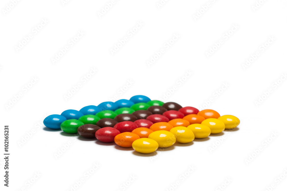strips of the colorful chocolate coated candy strips of the colorful chocolate coated candy
