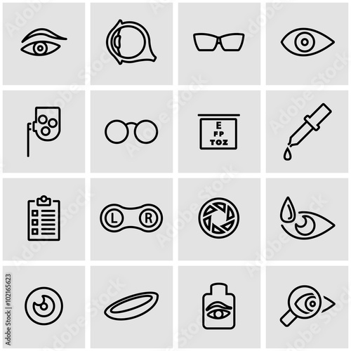 Vector line optometry icon set. Optometry Icon Object, Optometry Icon Picture, Optometry Icon Image - stock vector