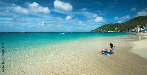 Woman in a Caribbean beach