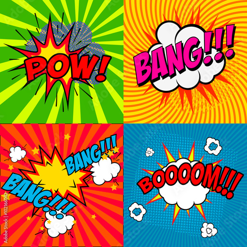 Set of comic style phrases
