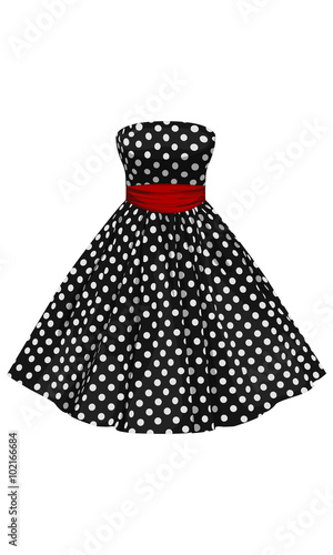 Vector black dress with white polka dots photo