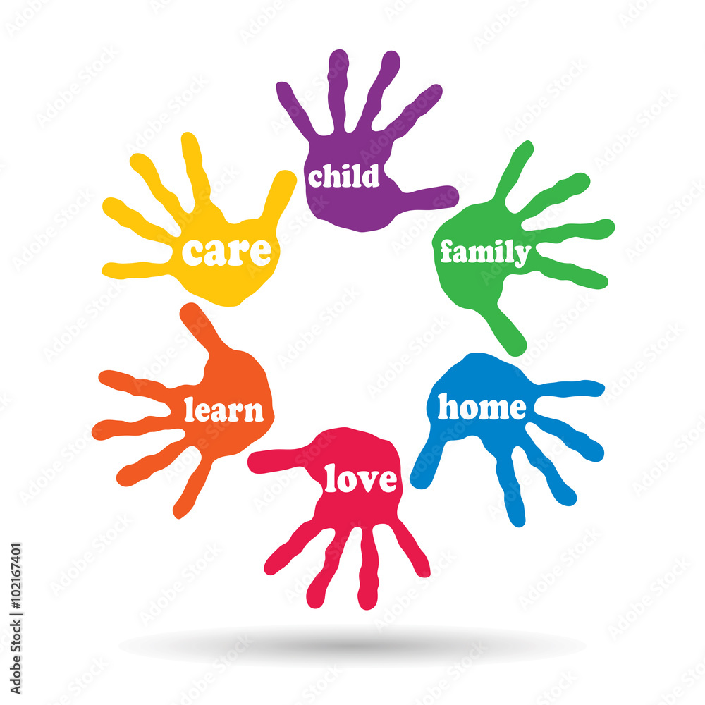 Fototapeta premium Conceptual circle hand print word cloud