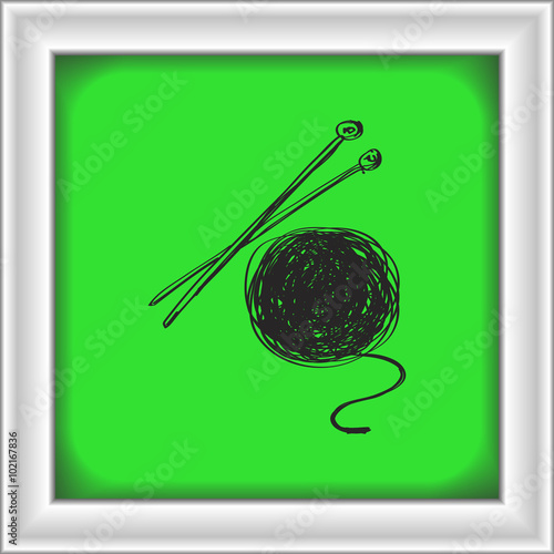 Simple doodle of wool and knitting needles