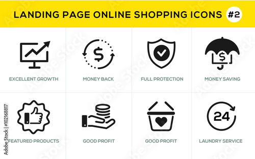 Flat line design concept icons for online shopping,  website banner and landing page