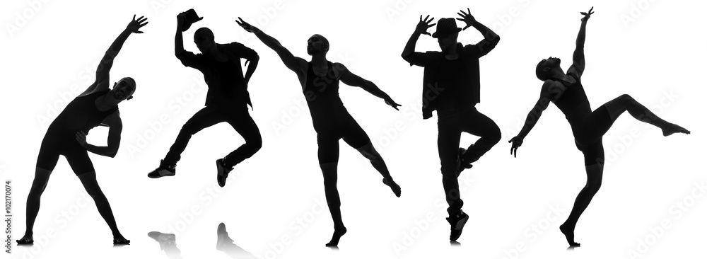 Silhouettes of dancers in dancing concept Silhouettes of dancers in dancing concept