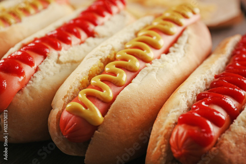 Photo Hot dogs closeup