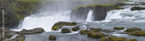 strong river with waterfall and stones in Iceland