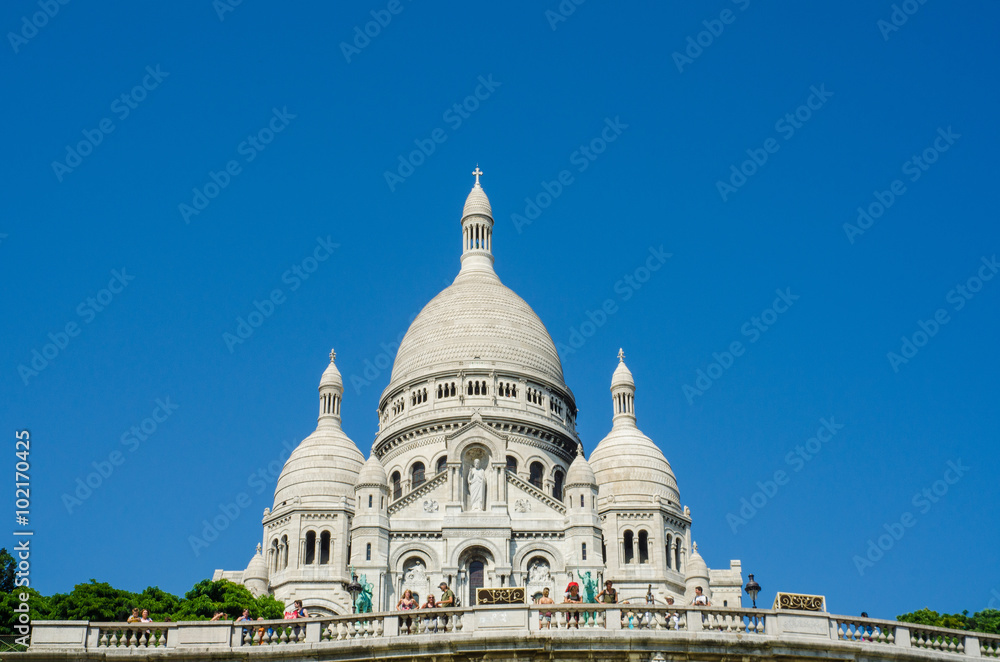 Paris - SEPTEMBER 12, 2012: Basilique du Sacre Coeur on September 12 in Paris, France. Basilique du Sacre Coeur is popular tourist destination